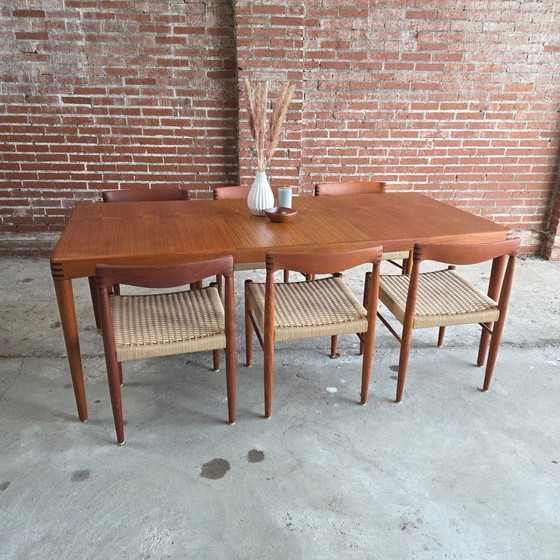 H.W. Klein, Bramin extendable dining table + 6 chairs teak 60's, Dining set, Wood, Brown (photo 2 of 22)