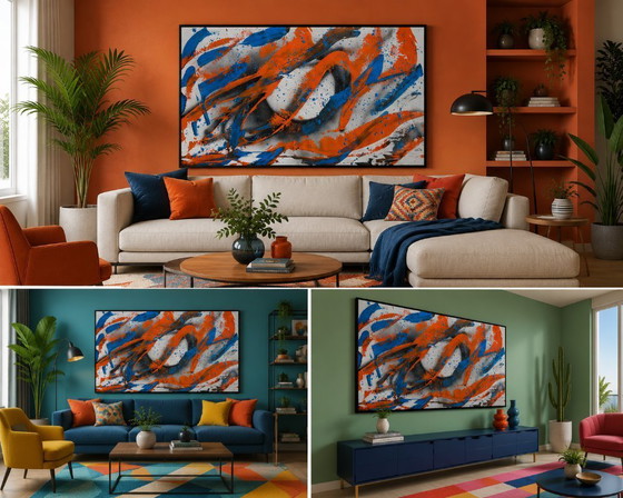 Image 1 of XXL Modern Painting 160x100 – Premium Living Room Wall Art | Contemporary Home Décor (GALTU - MoonGraff-vol.120-XXL)