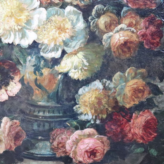 Image 1 of Stilleven, groot olieverfschilderij op doek, Italië, 19e eeuw