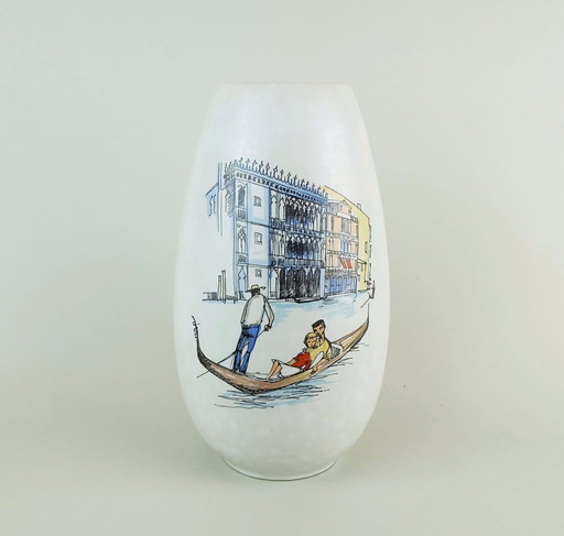 Vase Mid Century Jasba-Keramik Venise Gondolière Canale Grande Decor Modèle 101/22