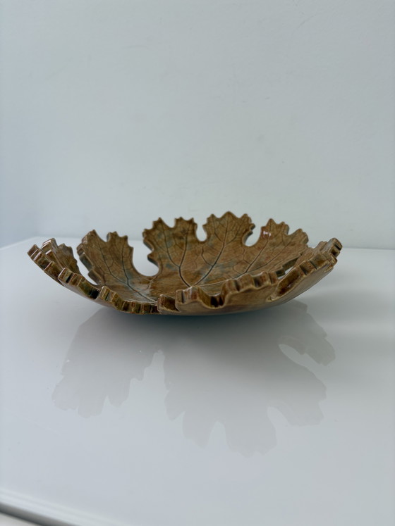 Image 1 of Retro 70s naturalistic bowl in the shape of an oak leaf