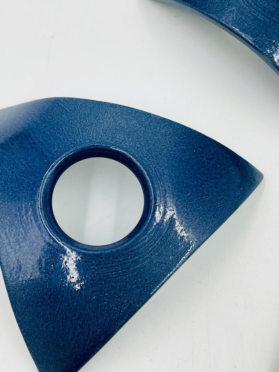 Image 1 of Set di 4 portauova in ceramica blu di design, marca Malice.