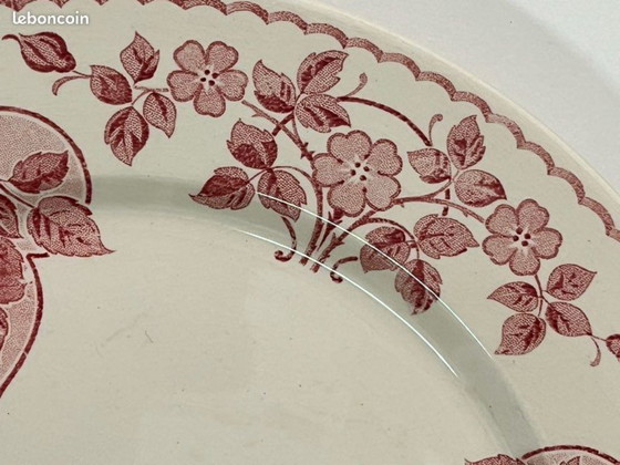 Image 1 of 6 antike Speiseteller von Terre de Fer U&C Sarreguemines – Biarritz-Muster – um 1900