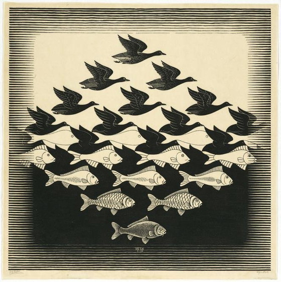 Image 1 of Bird and fish dishes according to Escher
