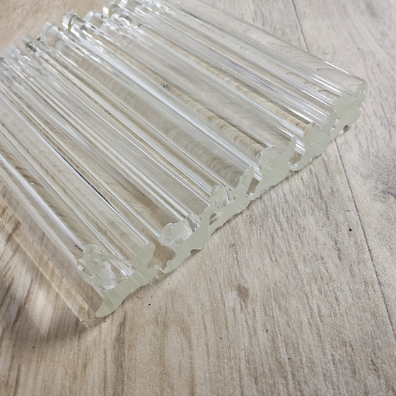 Image 1 of Vintage Itiliaanse kristallen kroonluchter Venini Triedi Murano. (60s) tapered crystal chandelier Italian design