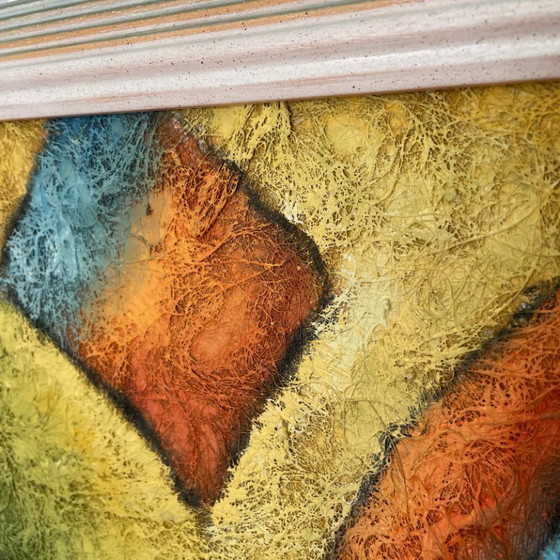 Image 1 of Bill B. Long Modernistisch Abstract Schilderij in Originele Regenbooglijst