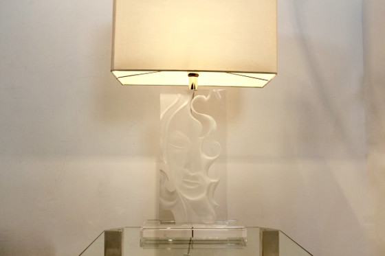 Grande lampada da tavolo in Lucite e ottone di Fabianart Rome, Italia, Lampade da tavolo, Mid Century Modern (foto 8 di 10)