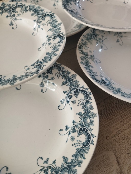 "Bizantino" - 6 piatti fondi in pietra di ferro di St-Amand & Hamage