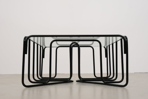 Vintage black tubular frame coffee table