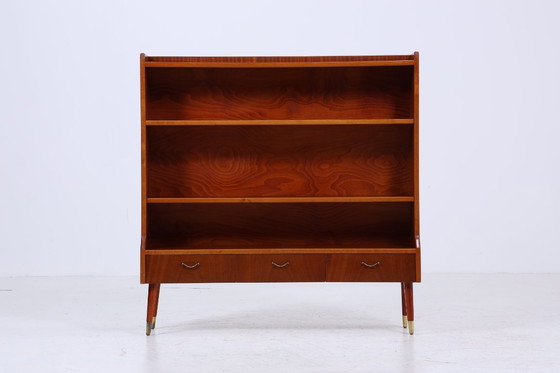 Image 1 of Scaffale vintage anni '60 | Mid Century piccola libreria a cassetti segretario retro in legno di stoccaggio #04-14