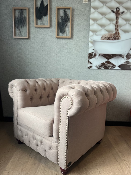 Image 1 of Sedia - Nuova poltrona Chesterfield Brighton in tessuto