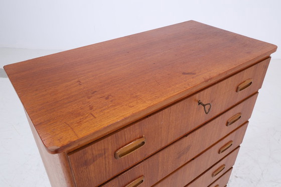 Image 1 of Vintage teakhouten ladekast | Mid Century houten opbergkast 60s mannen ladekast #08-05