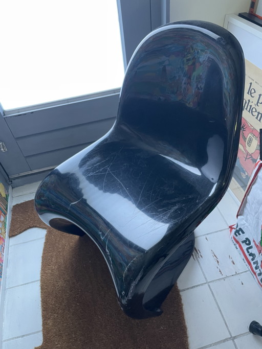 Schwarzer Original-Panthon – Vitra, eetkamerstoelen, Plastic