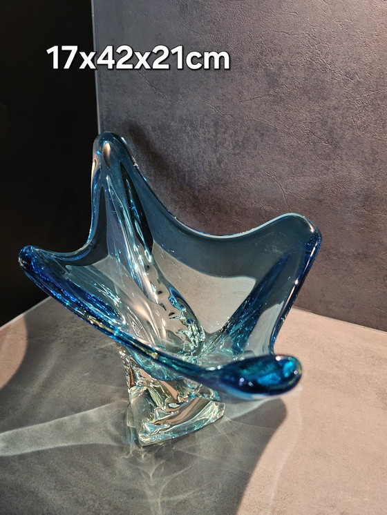 Image 1 of Coupe en turquoise du Val Saint Lambert.