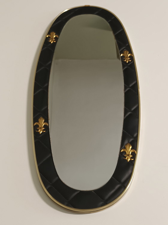 Image 1 of Specchio ovale vintage nero e oro