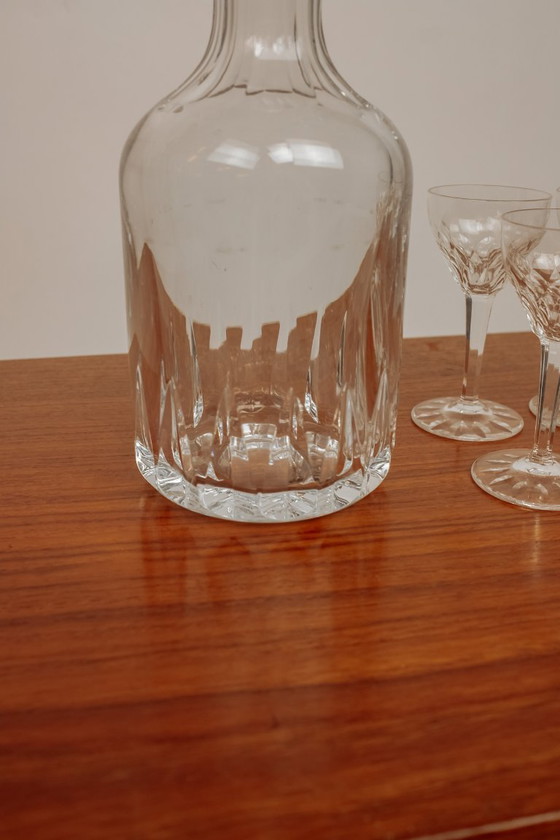 Image 1 of Carafe en cristal vintage avec verres à liqueur en cristal