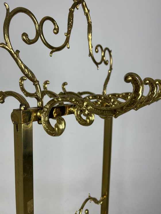 Image 1 of Vintage Hollywood Regency freestanding coat rack brass