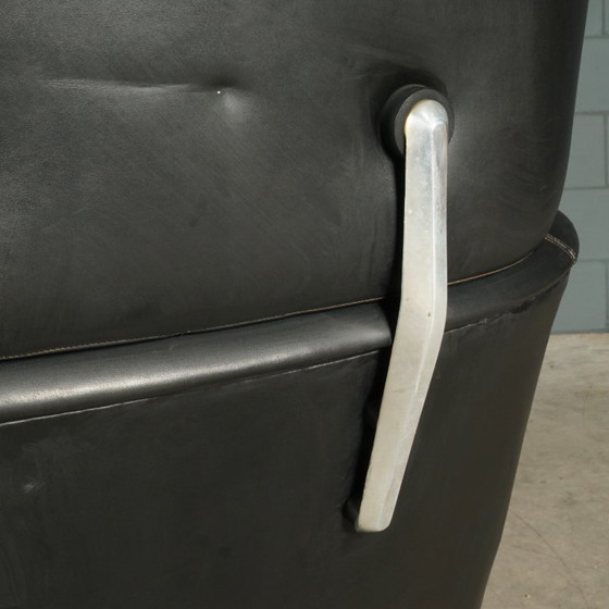 Image 1 of Poltrona girevole vintage in pelle nera, anni '70