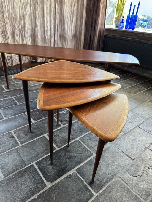 Poul Jensen Style 3 Nesting Tables & Coffee Table Teak Wood