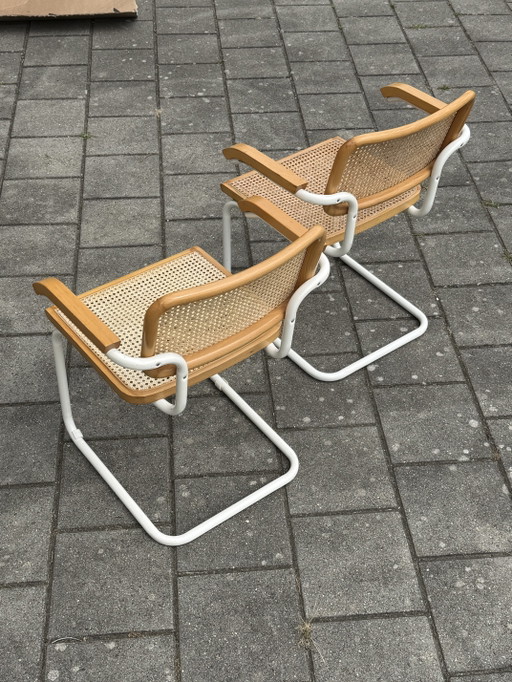 2 sedie con struttura in tessuto Marcel Breuer