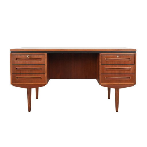 Scrivania in teak, design danese, anni '60, designer: J. Svenstrup