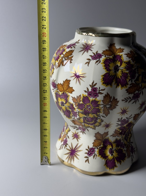 Image 1 of Boch Frères Keramis “Fleur de Saxe” Art Deco Vase
Belgium, circa 1930s