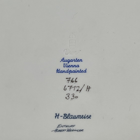 Image 1 of Augarten Vienna Handpainted Porcelain Plaque “Blue Tit” – Hubert Weidinger – 15 x 15 cm