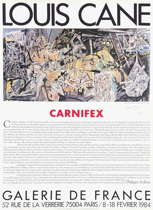Louis CANE Expo 84 - Carniflex - Galerie de France Signed poster 1984