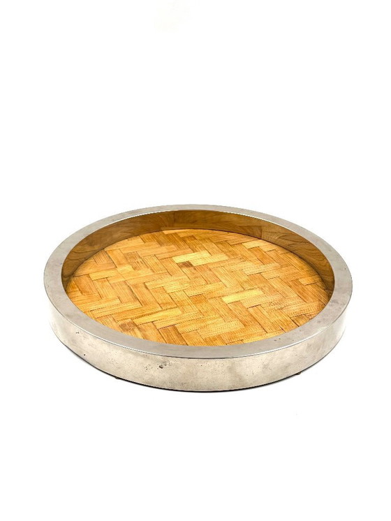Image 1 of Hollywood regency bamboo and brass tray, Italy 1970s