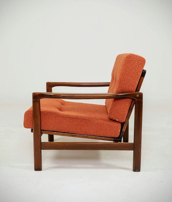 Image 1 of Modern Scandinavian chair terracotta bouclé 1965 design by Z.Baczyk 