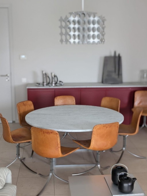 ORIGINAL PK-54 dining table Poul Kjaerholm with Luster Mario Marenco artemide 1960