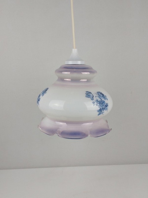 Lampe pendante vintage en verre opalin