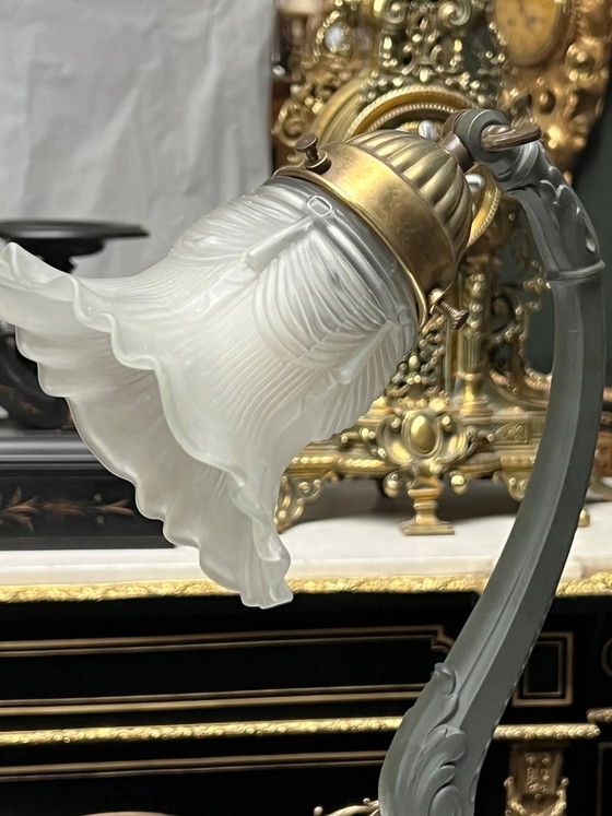Art Deco table lamp. – Metal, Glass (photo 4 of 5)