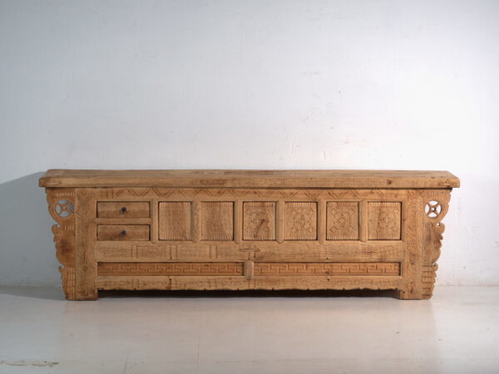 Antique carved sideboard in fir wood – China, circa 1930 – Brass (photo 26 of 40)