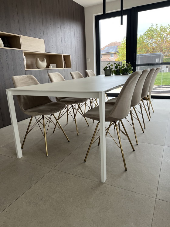 Image 1 of Eettafel wit + 8 stoelen