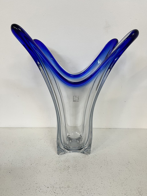 Vintage Seventies Glass Design Boussu Large Vase