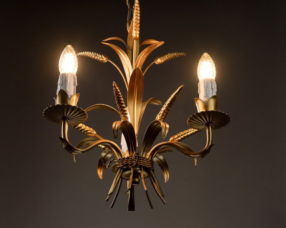 Image 1 of Lustre original Hans Kögl style épi de blé – Suspension style Hollywood Regency, années 1970