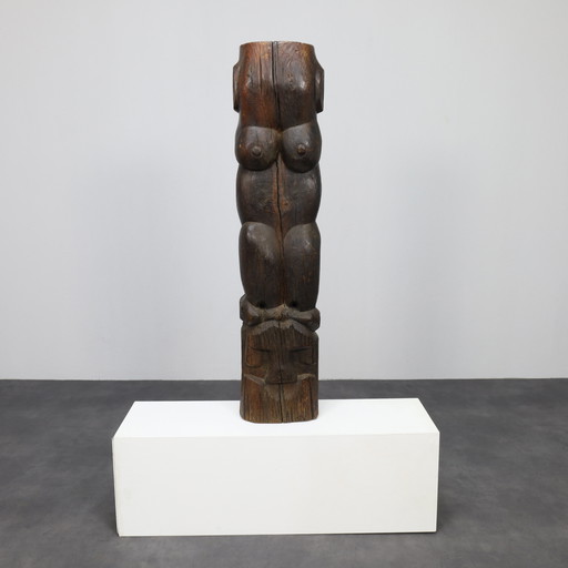 Sculpture totem en bois - Mario Orsogna, Italie, 1977