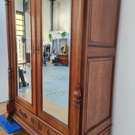 Image 1 of Antieke kledingkast garderobekast spiegelkast demontabel