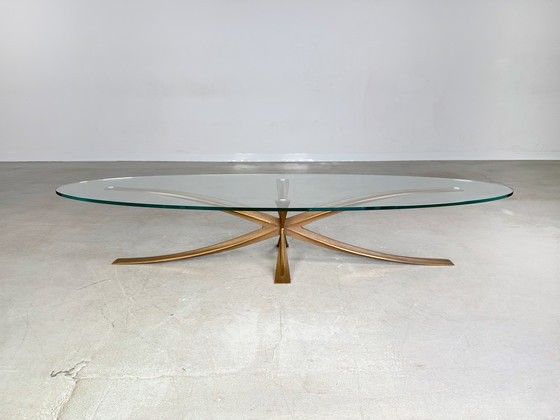 Image 1 of Original vintage coffee table Michel Mangematin bronze glass 1960s