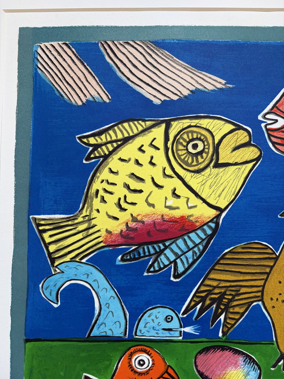 Image 1 of Corneille - Escena fantástica con peces, pájaros y una mujer