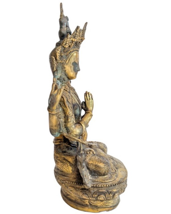 Avalokiteshvara (Chenrezig) à quatre bras en bronze doré – Himalaya – Sculptures, Gold (photo 3 of 11)