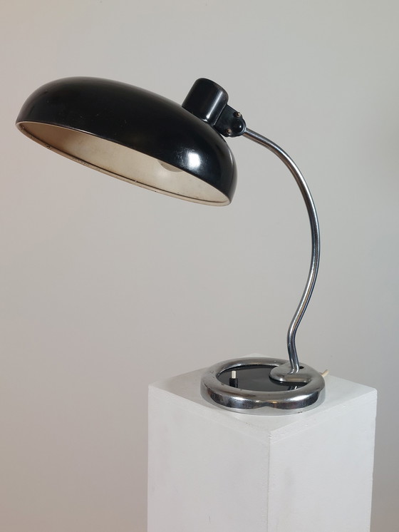 Image 1 of Seltene schwarze verchromte Bauhaus Schreibtischlampe Tischleuchte