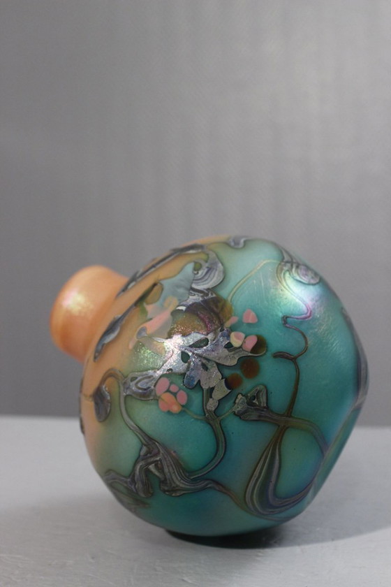 Image 1 of Pascal Guyot & Bernard Aconito in Biot Vase, abstract iridescent decoration, France 1993