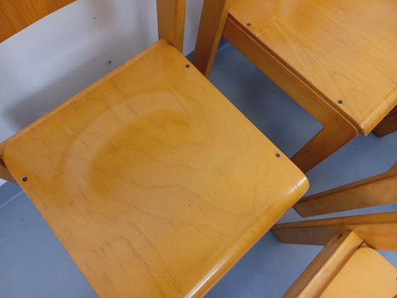 Image 1 of Set of 6 minimalist vintage beechwood chairs from the 70s and 80s