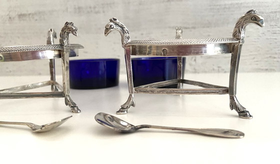 Image 1 of Saltcellars in Solid Silver (950°/°°°) Marked 1st Rooster Empire Consulate Period 1800