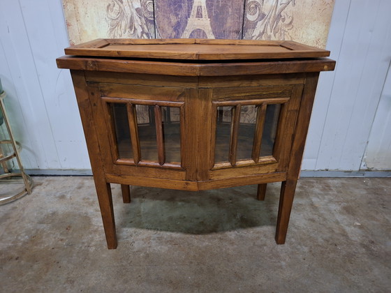 Image 1 of Teak tea cabinet, display cabinet, whiskey bar, wine table with removable serving tray. Dimensions: 78x50cm and 75cm high.