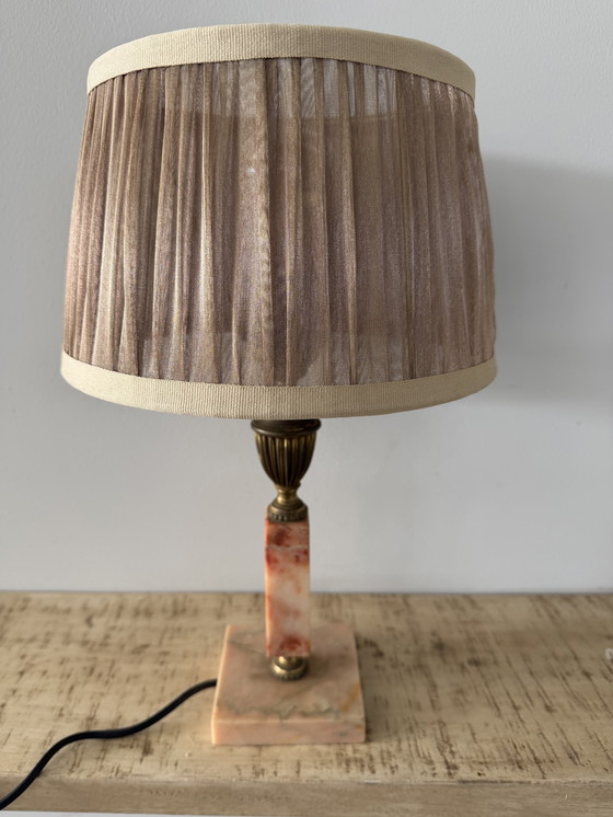 Image 1 of Vintage tafel lamp met onyx marmer