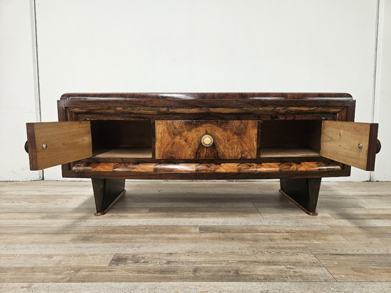 Image 1 of Toscaanse Art Deco kaptafel uit de jaren 40 van walnootwortelhout.