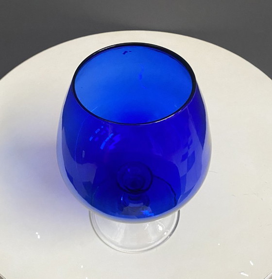 Image 1 of Empoli dark blue large glass shape vase 1960s